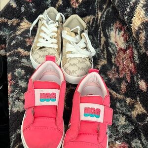 UGG Kids Bright Pink Velcro Sneakers